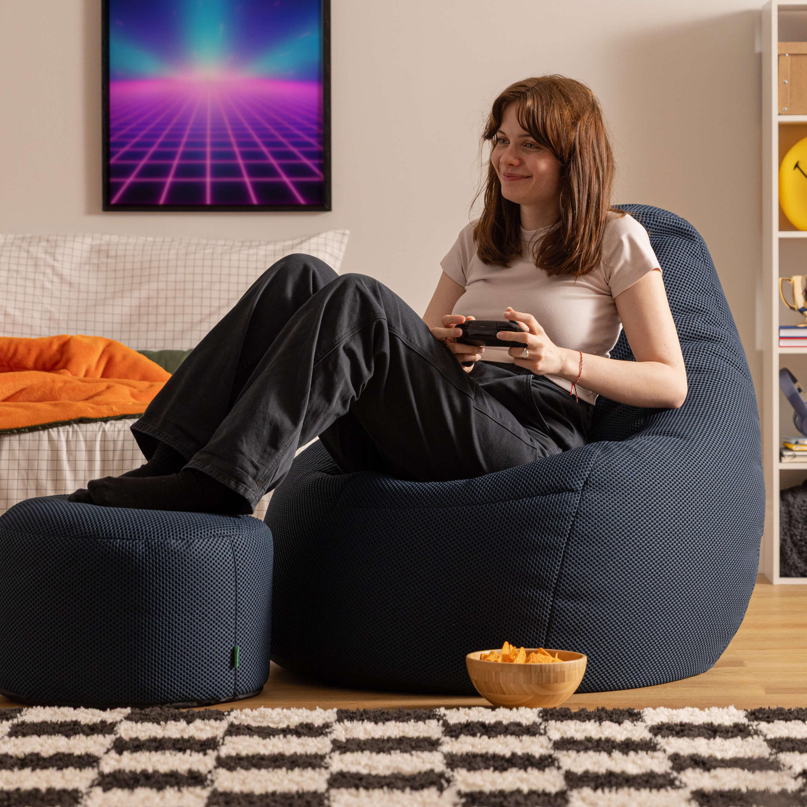 Thumbnail - icon Sitzsack, Dunkelblau, Textil, 270 L, 94x85x92 cm, Hergestellt in Deutschland, Oeko-Tex® Standard 100, Wohnzimmer, H...