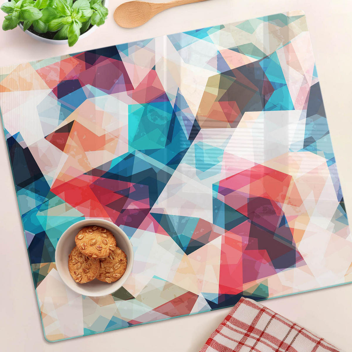 GLASPLATTE 60x52 cm Mosaikabstraktion - Braun, Glas (60/0.4/52cm) - TULUP