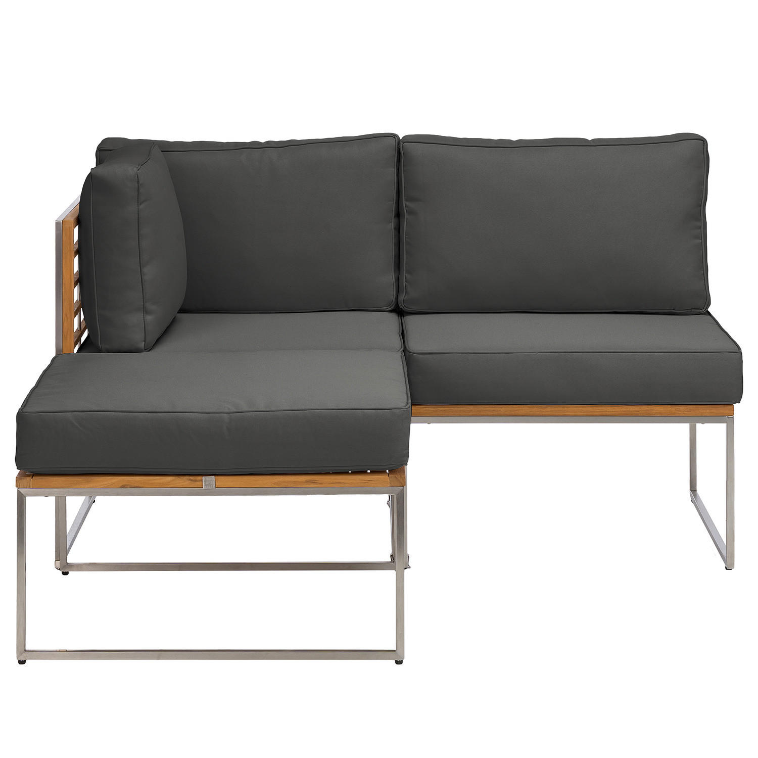 LOUNGESET - 3-teilig - Webstoff / Teak massiv - Anthrazit, Holz/Textil - home24