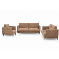 SOFASET Helmer 3-2-1 In Stoff Baloo - Hellbraun, Holzwerkstoff/Textil (226/95/95cm) - Fun Möbel