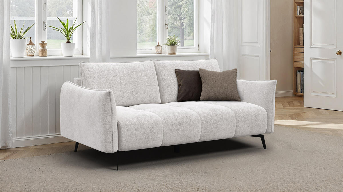 SOFA AERA 2,5-Sitzer, ecru - Ecru/Schwarz, Holz/Textil (187/89/96cm) - Courtois Laville