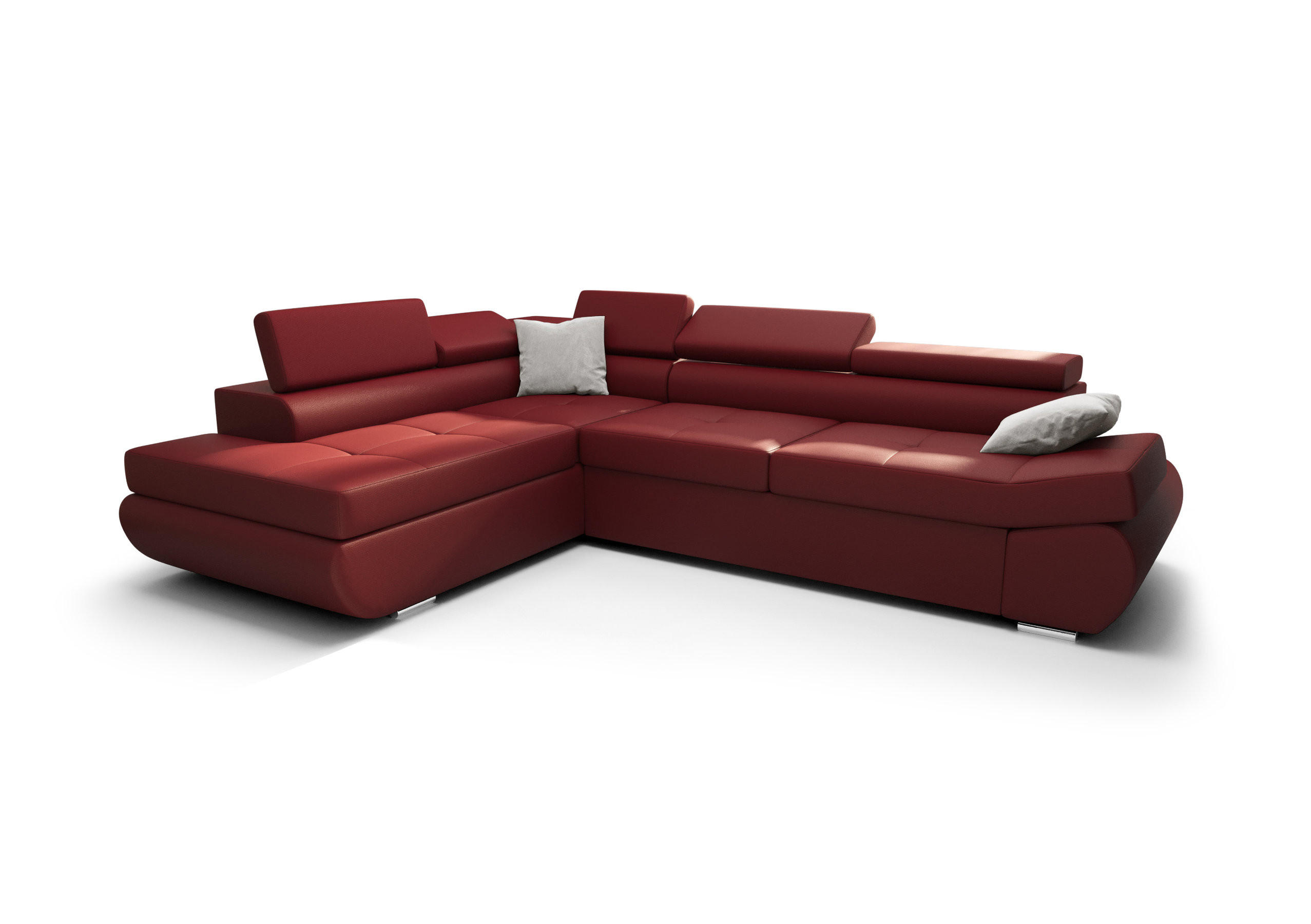 ECKSOFA KONGO RBN03, Eckcouch in L-Form mit Schlaffunktion, Farbe: Schwarz, Kunstleder, Ottomane Links - Schwarz, Textil (280/200cm) - O-Sofa