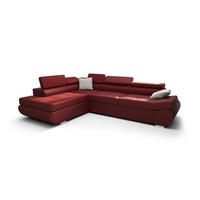 ECKSOFA KONGO RBN03, Eckcouch in L-Form mit Schlaffunktion, Farbe: Schwarz, Kunstleder, Ottomane Links - Schwarz, Textil (280/200cm) - O-Sofa