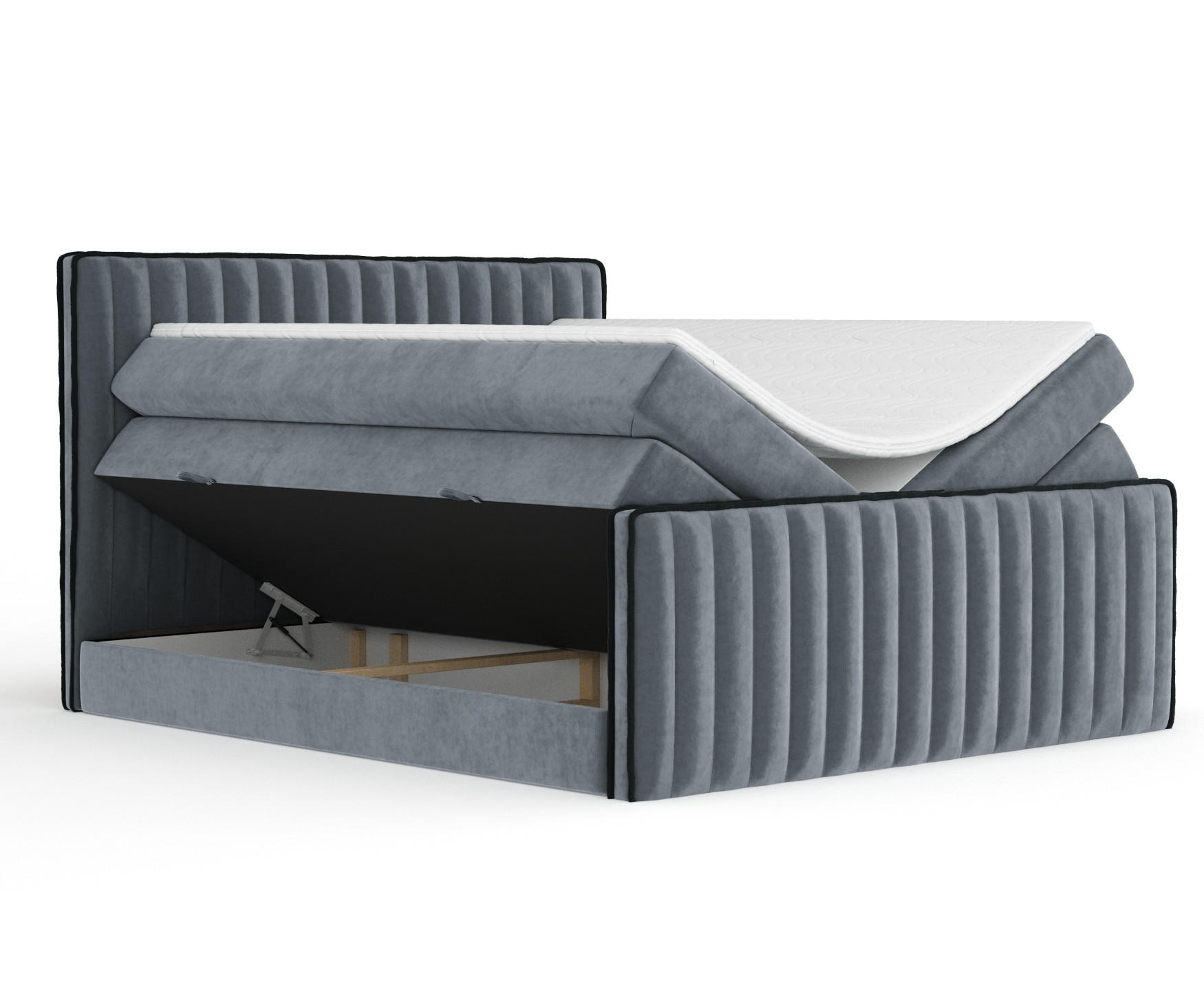 BOXSPRINGBETT Nocturne Grau 140/200 cm - Schwarz/Grau, Holz/Holzwerkstoff (140/200cm) - Maison de Reve