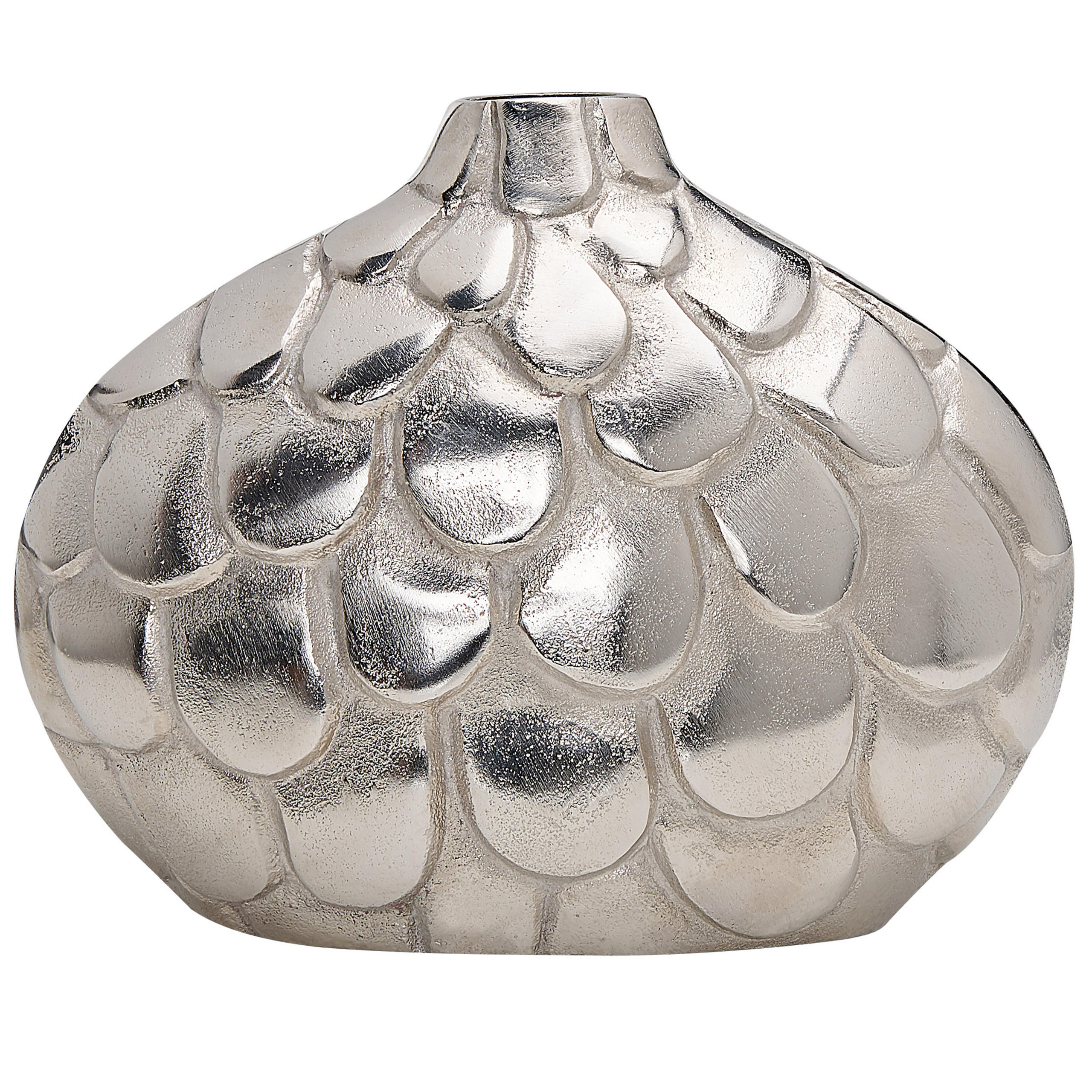 BLUMENVASE Aluminium silber Timgad - Silberfarben, Metall (26cm) - Beliani