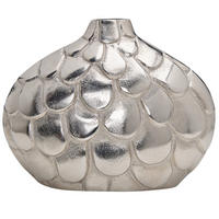 BLUMENVASE Aluminium silber Timgad - Silberfarben, Metall (26cm) - Beliani