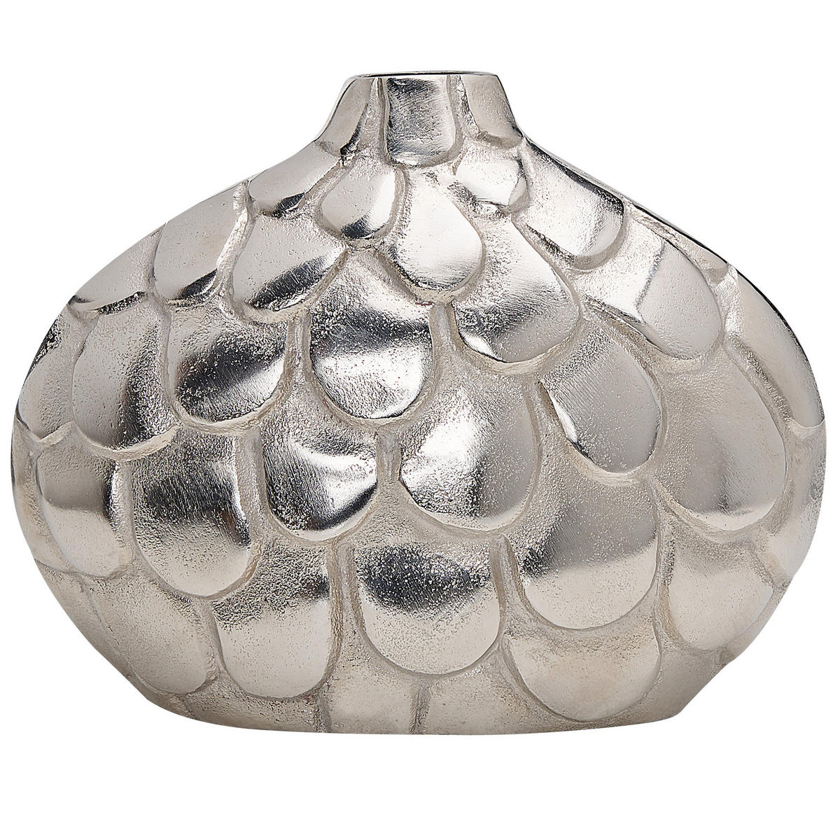 BLUMENVASE Aluminium silber Timgad - Silberfarben, Metall (26cm) - Beliani