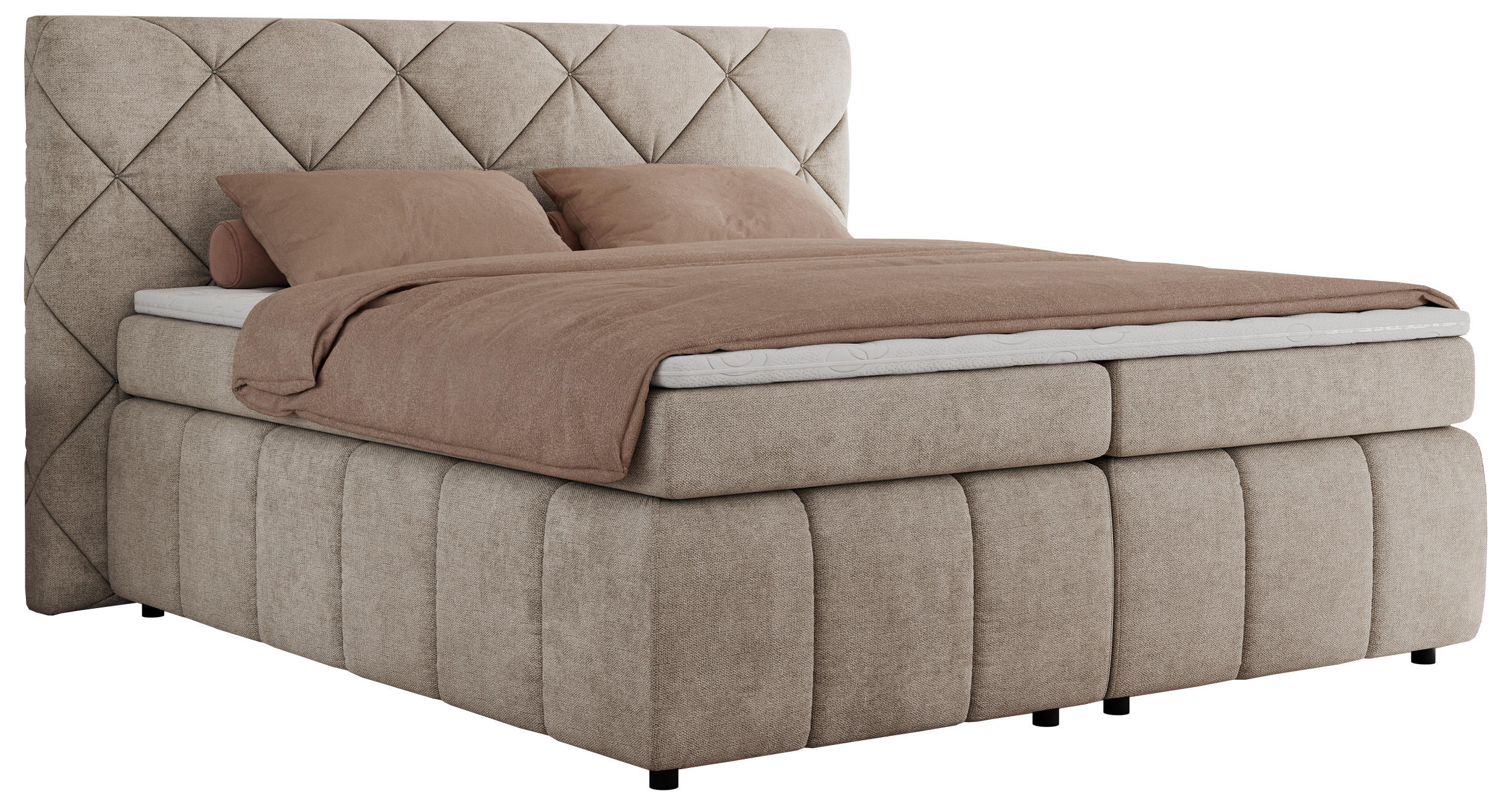 BOXBETT RITA 140/200 - Beige Struktur - H3 - Beige, Holz/Textil (140/200cm)