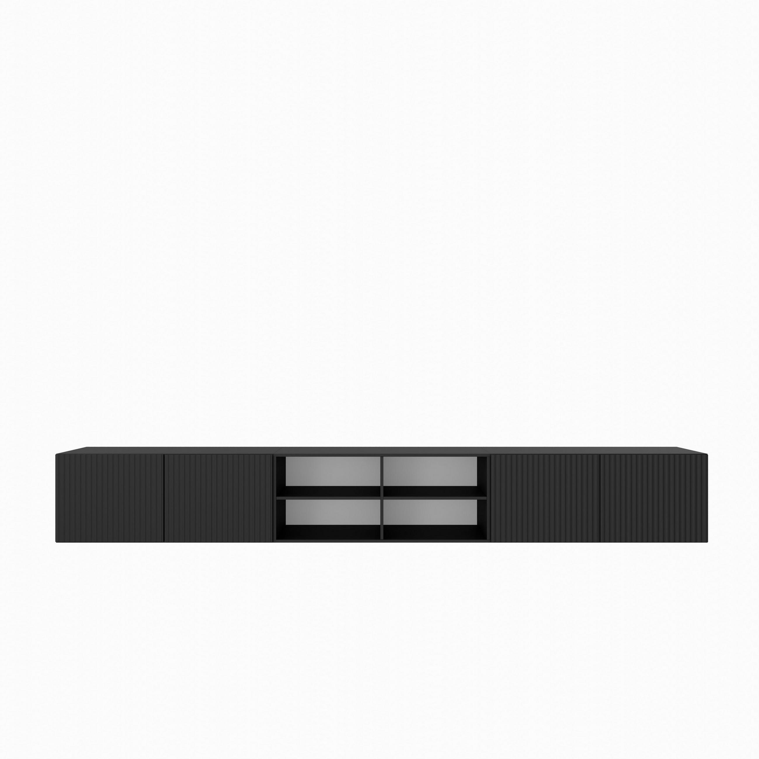 LOWBOARD VAREN 300/41/40 cm, Hängender TV-Schrank Schwarz - Schwarz, Holzwerkstoff (300/41/40cm) - MASSENO