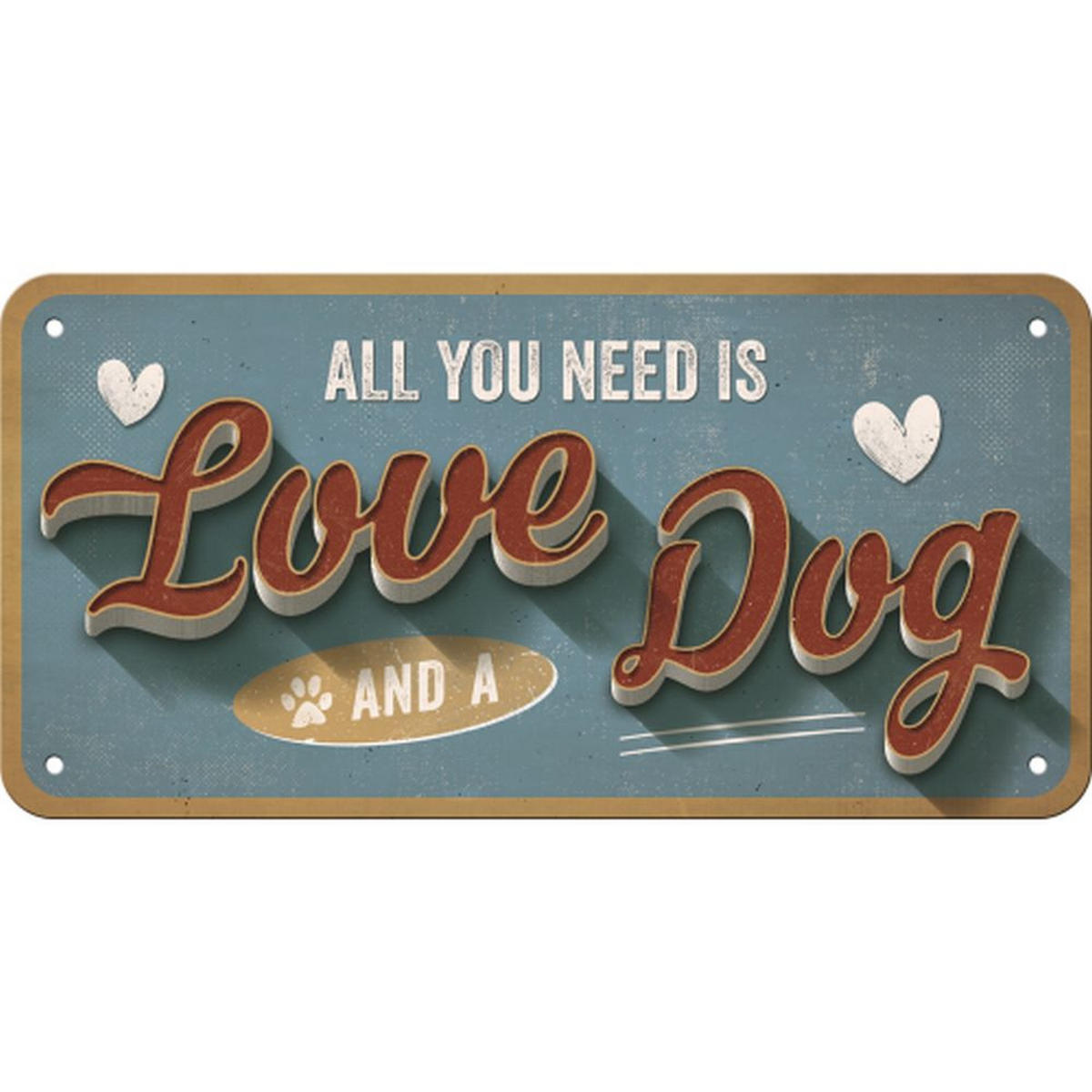 HÄNGESCHILD 10/20 cm PfotenSchild Love Dog - Multicolor, Metall (20/10/0.2cm) - Nostalgic-Art