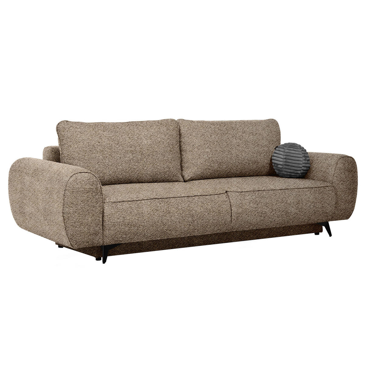 ROZKLÁDACÍ POHOVKA Vito, 3místná s úložným prostorem, systém DL, žinylková látka, hnědá - černá/hnědá, textil (256/90/99cm) - Beautysofa