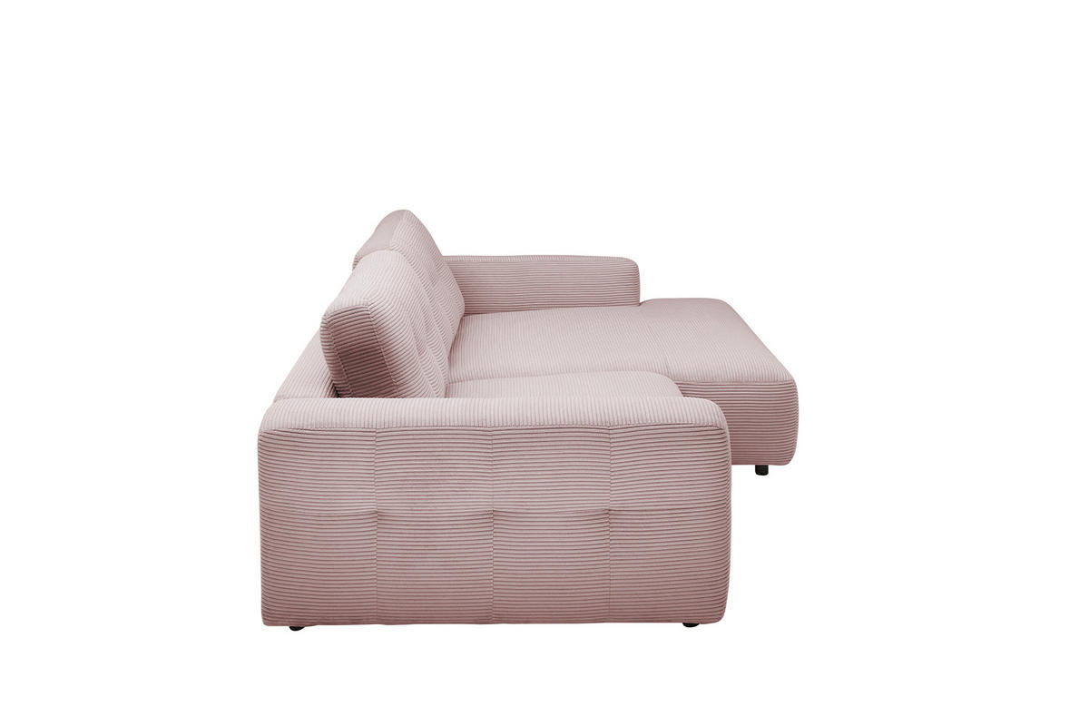 ECKSOFA XL MIKA Pink Cord - Pink/Schwarz, Kunststoff/Textil (296/167cm) - KAWOLA