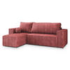 ECKSOFA RAVELO T Rosa Kordstoff mit Schlaffunktion - Rosa, Holz (240/140cm) - MASSENO