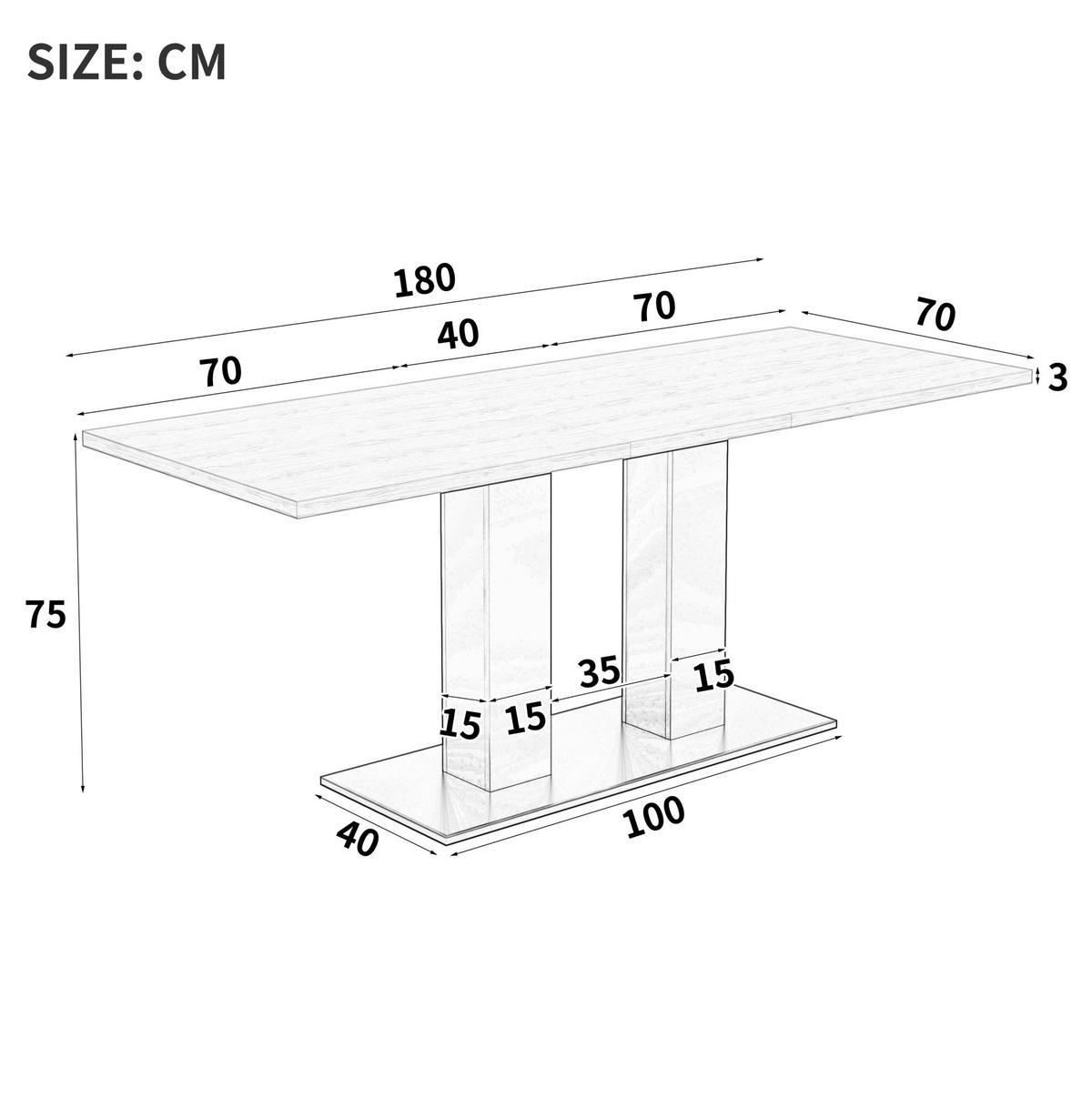 STÔL 140/180/70 cm, MDF, biely, rozkladací - biela, kompozitné drevo (180/70/75cm) - BEAOK