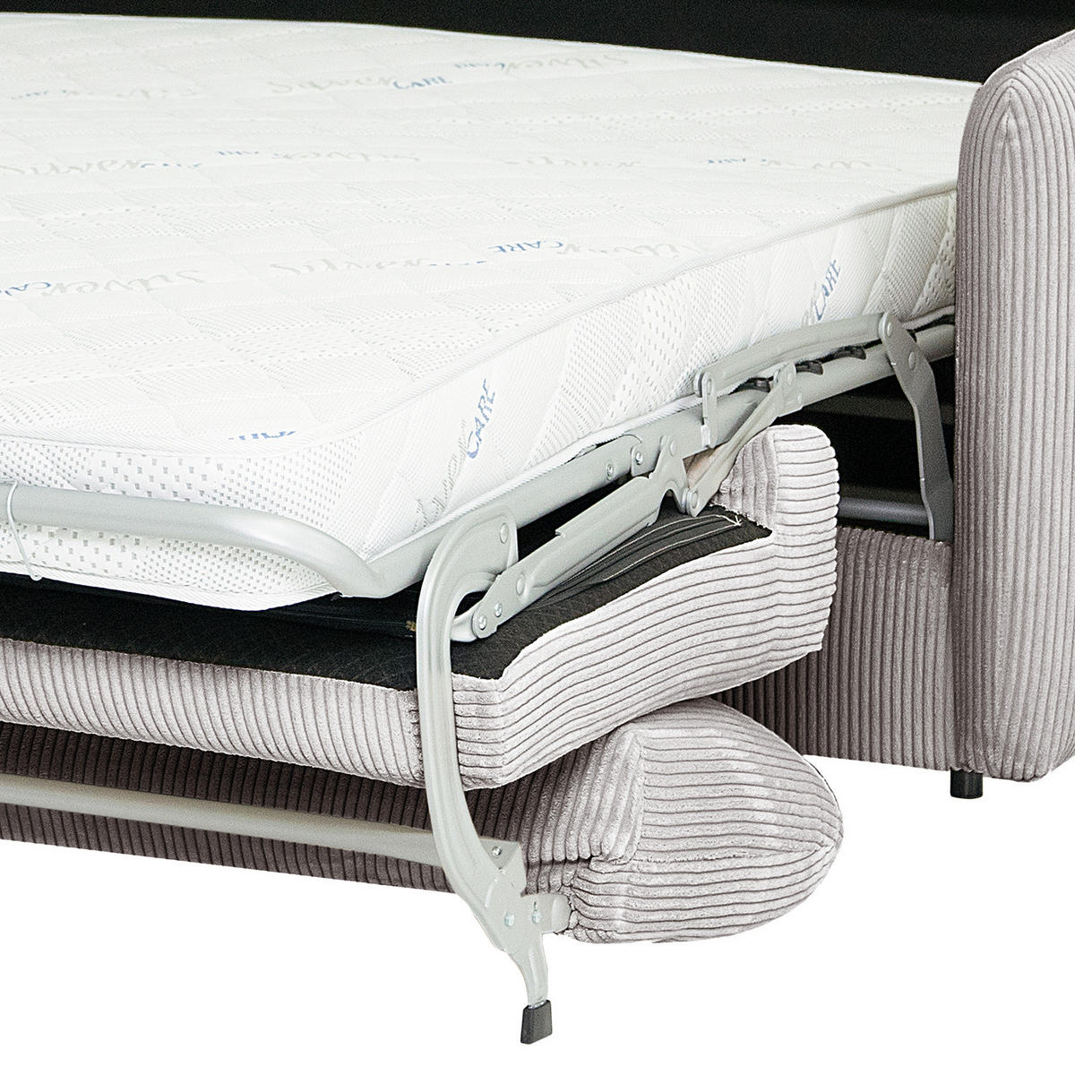 SCHLAFSOFA mit Matratze - Hellgrau/Schwarz, Kunststoff/Textil (194/86/104cm) - home24