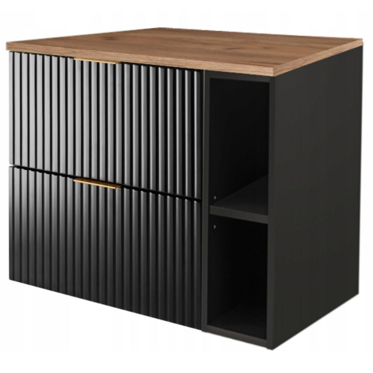 WASCHBECKUNTERSCHRANK FLOW mit Regal Schwarz matt 80/57/46 cm - Schwarz, Holzwerkstoff (80/57/46cm) - Rodan