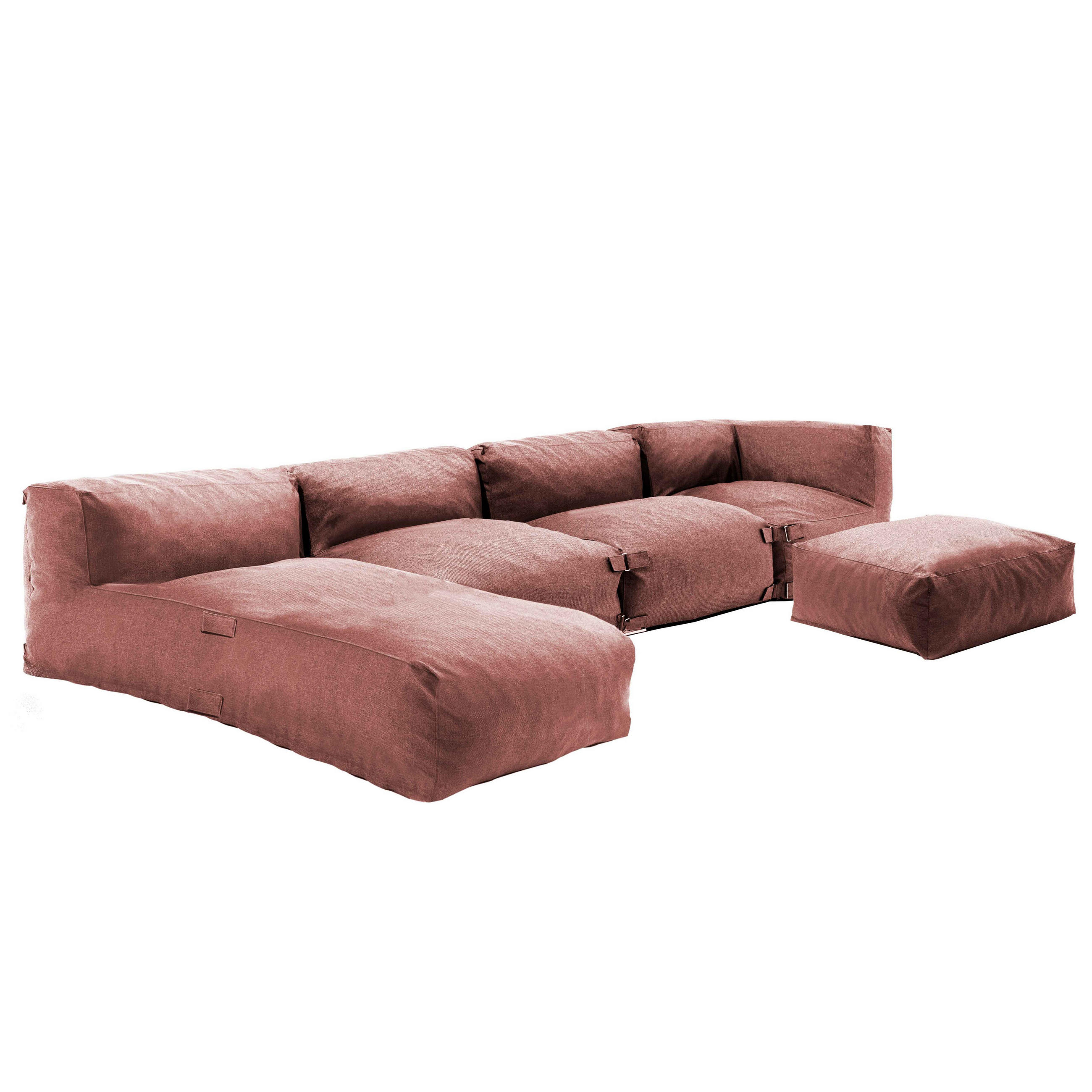 GARTENSOFA 5-tlg., Terrakotta - Braun, Textil (85/65/160cm) - Oviala
