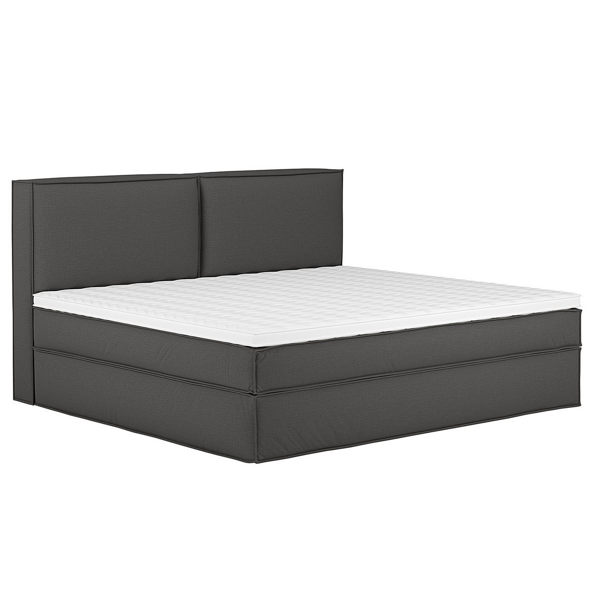 FAMILIENBETT - Boxspringbett, Flachgewebe - Anthrazit, Textil (240/200cm) - home24