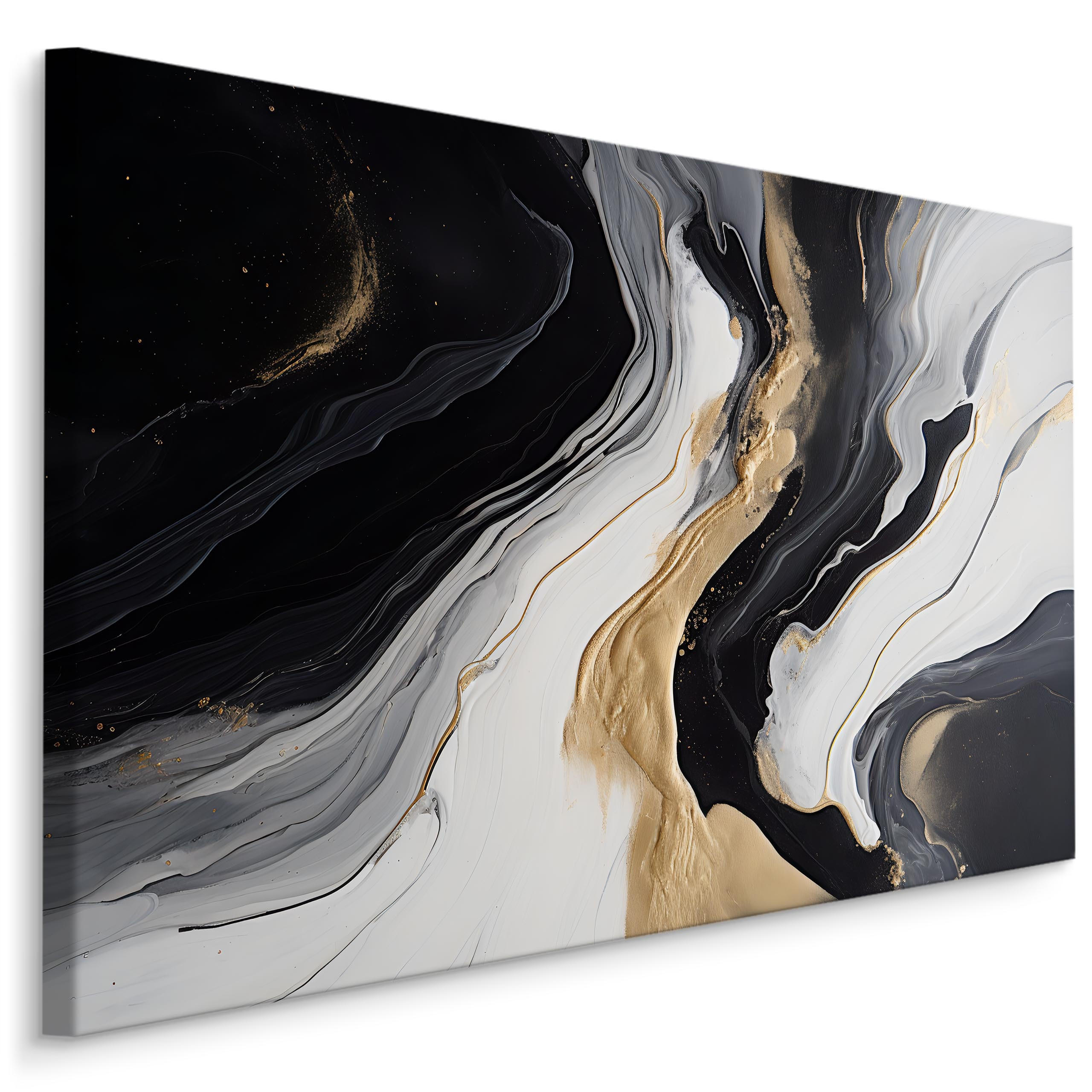 LEINWANDBILD Marmor Moderne Abstraktion 100x70 - Beige/Schwarz, Textil (100/70cm) - Muralo