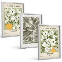 BILDER SET 3er Set - 40x60 cm Silberner Rahmen - Blumenmuster London Dublin - Silberfarben, Kunststoff (40/60cm) - TULUP