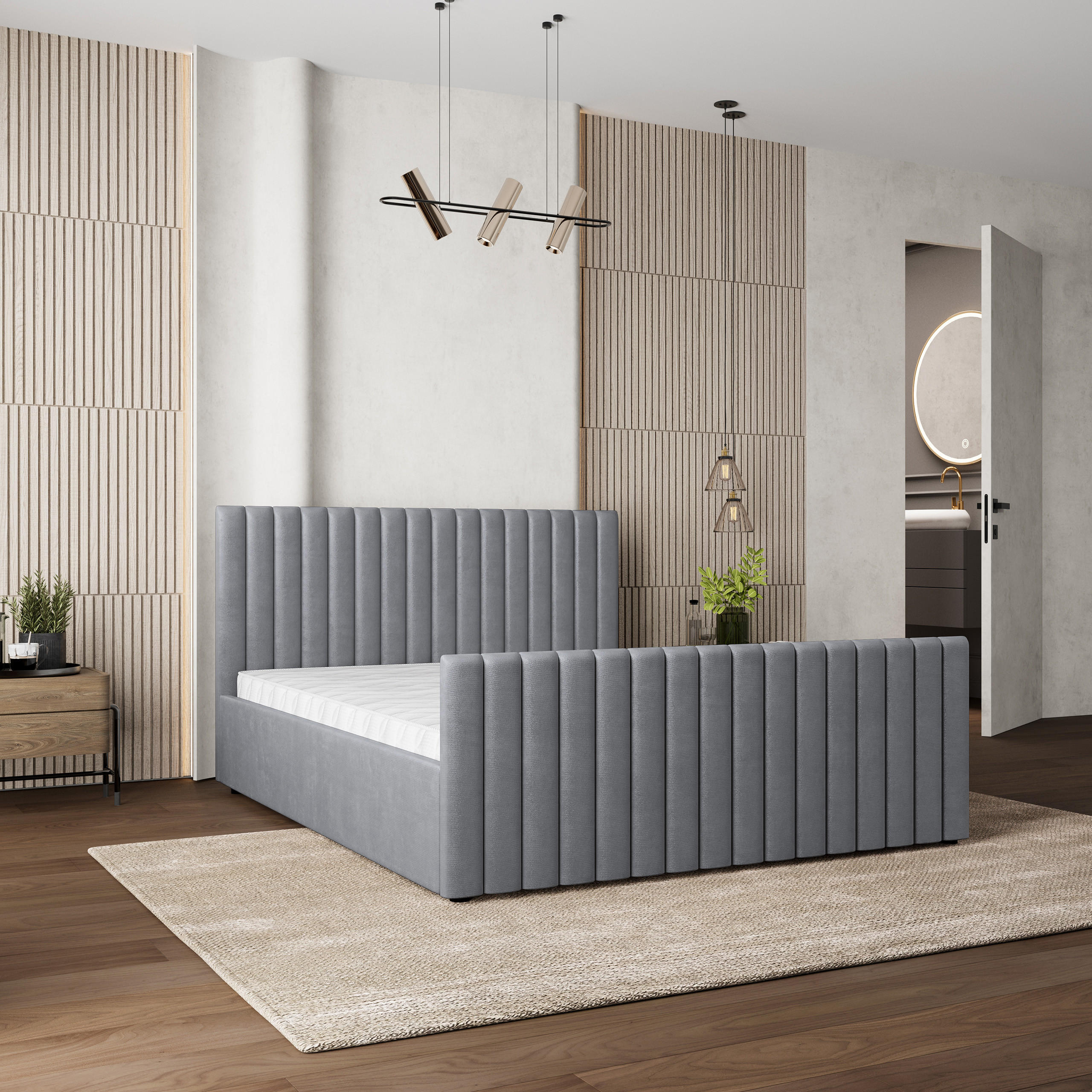 POLSTERBETT CANOVA 160x200 cm mit Bettkästen - Grau - Grau, Holz (160/200cm) - MASSENO