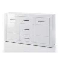 SIDEBOARD weiß Hochglanz, Wohn- und Esszimmer Kommode 164 cm - Weiß Hochglanz/Silberfarben, Holzwerkstoff/Kunststoff (164/97/42cm) - Furn.Design