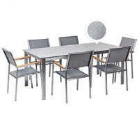 GARTENMÖBEL SET 6-Sitzer Keramik-Glas Textil grau Cosoleto/Grosseto - Silberfarben/Grau, Glas - Beliani