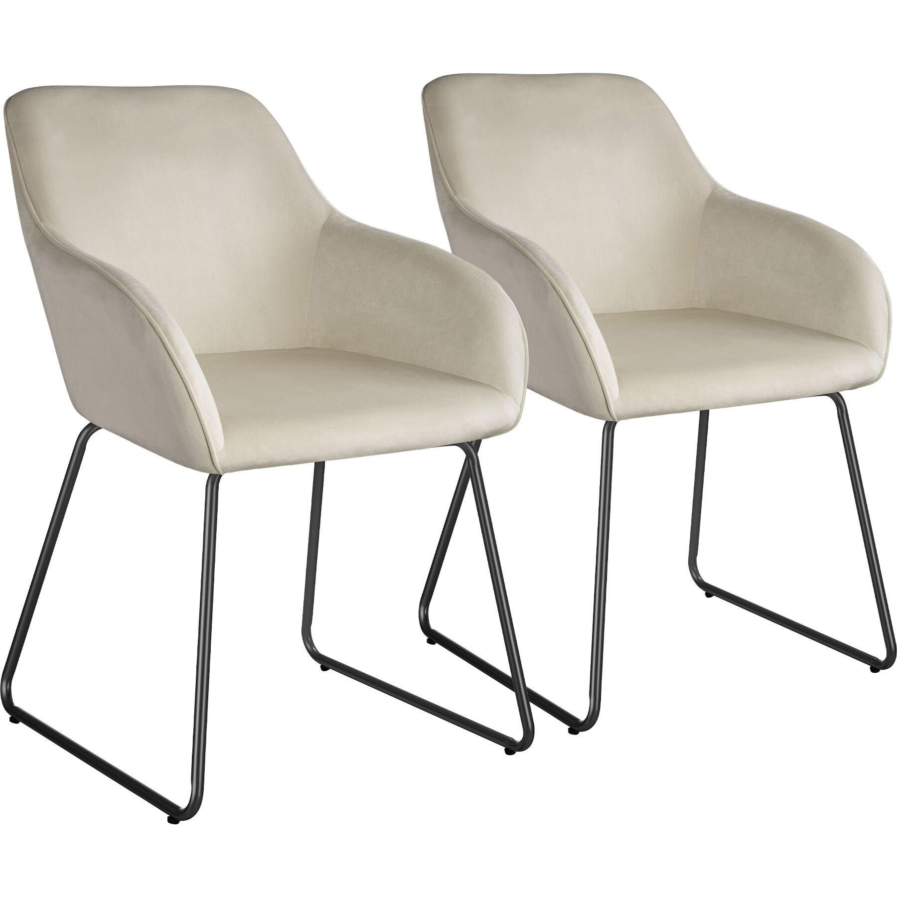 ESSZIMMERSTUHL Jeane,57 x 61 x 85,5 cm, Belastbarkeit 120 kg,Samtoptik creme/schwarz - Schwarz/Samtahornfarben, Kunststoff (57/85.5/61cm) - tectake