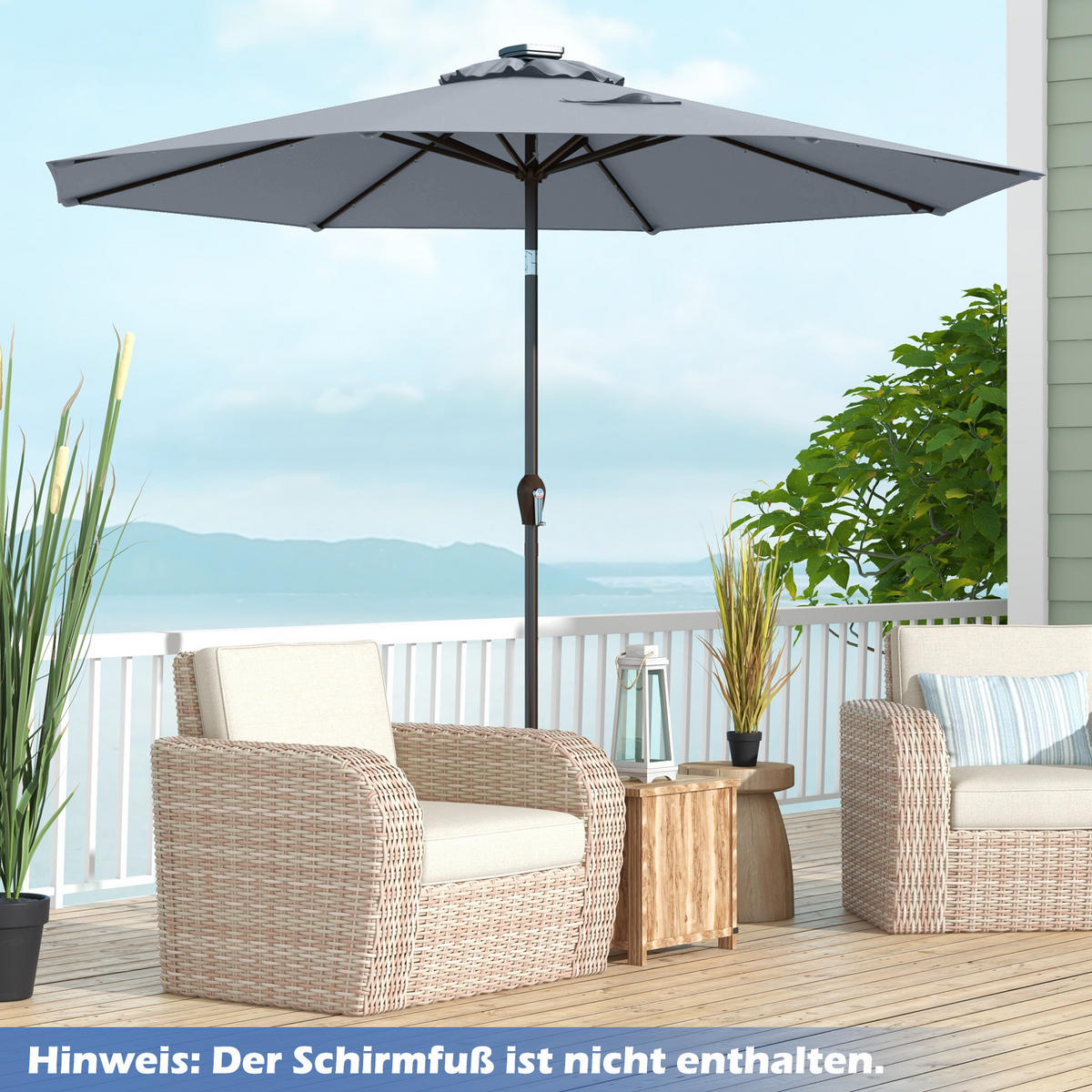 PATIO-SCHIRM Grau - Grau, Kunststoff (300/300cm) - COSTWAY
