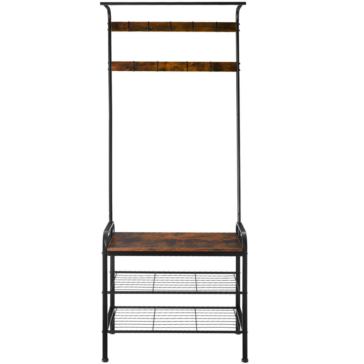 GARDEROBENSTÄNDER Wichita,inklusive Kippschutz, 73,5 x 36 x 184 cm,Industrial Holz dunkel, rustikal - Rostfarben, Textil (36/184/73.5cm) - tectake