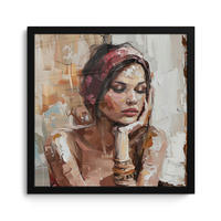 POSTER MIT RAHMEN Frau - Lackierung - Porträt - Modern 40x40 cm - Altrosa, Papier (40/40cm) - MuchoWow
