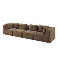 ECKSOFA 386/104/69 cm braun aus Cord mit modularem Design, ohne Aufbau und rutschfestem Stand - Braun, Textil (104/386cm) - OKWISH