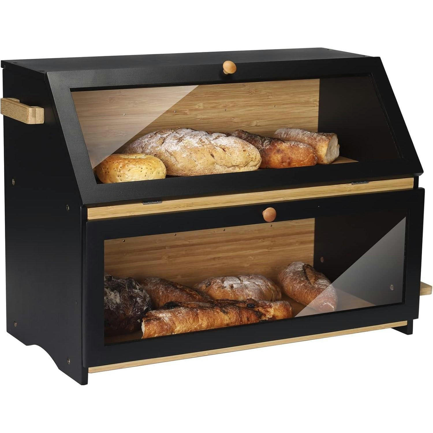 BROTKASTEN Bambus Schwarz 50 cm - Multicolor, Naturmaterialien (24.9/36.8/50cm)