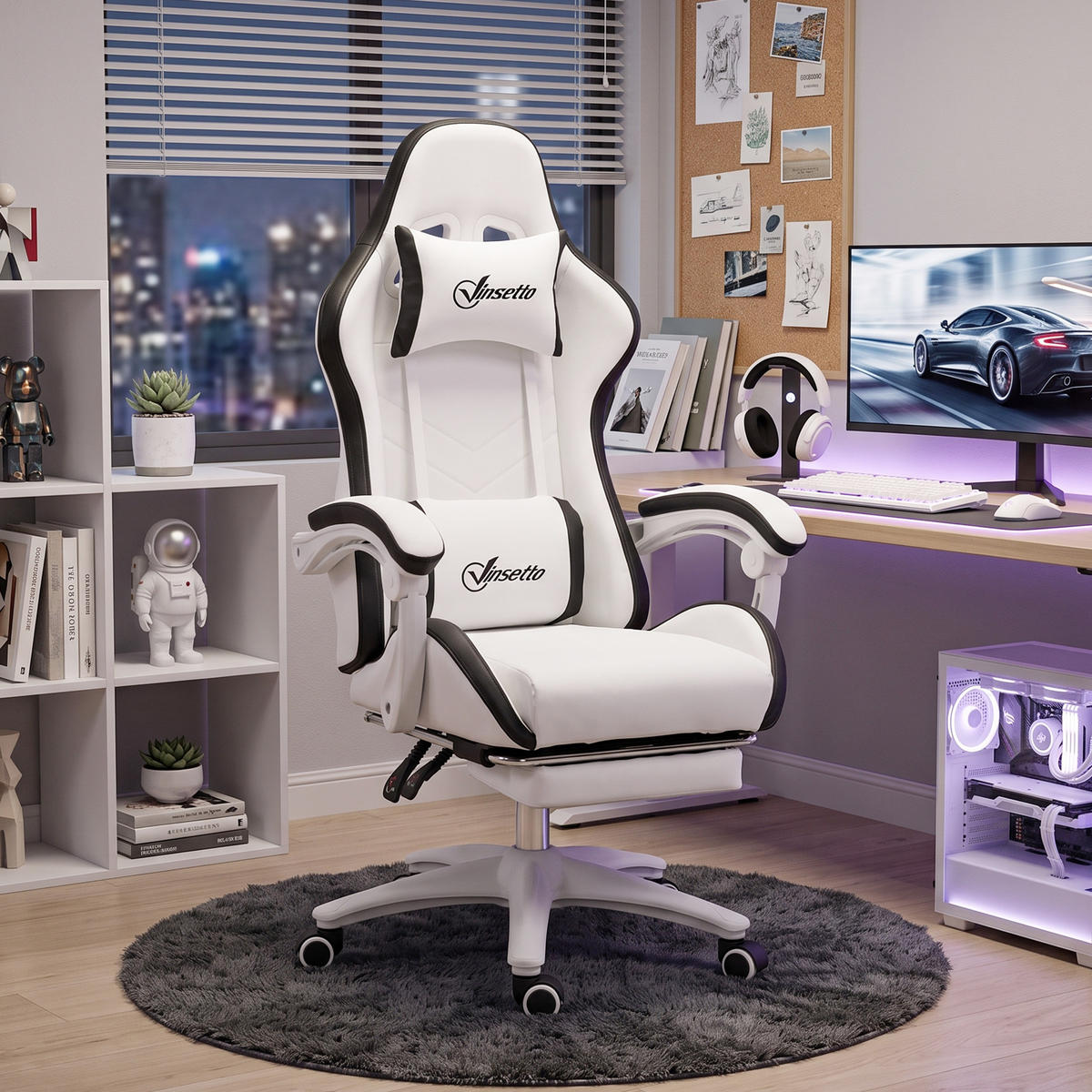 GAMING-STUHL Schwarz 65.0/65.0/129.0 cm - Schwarz, Textil (65/129/65cm)