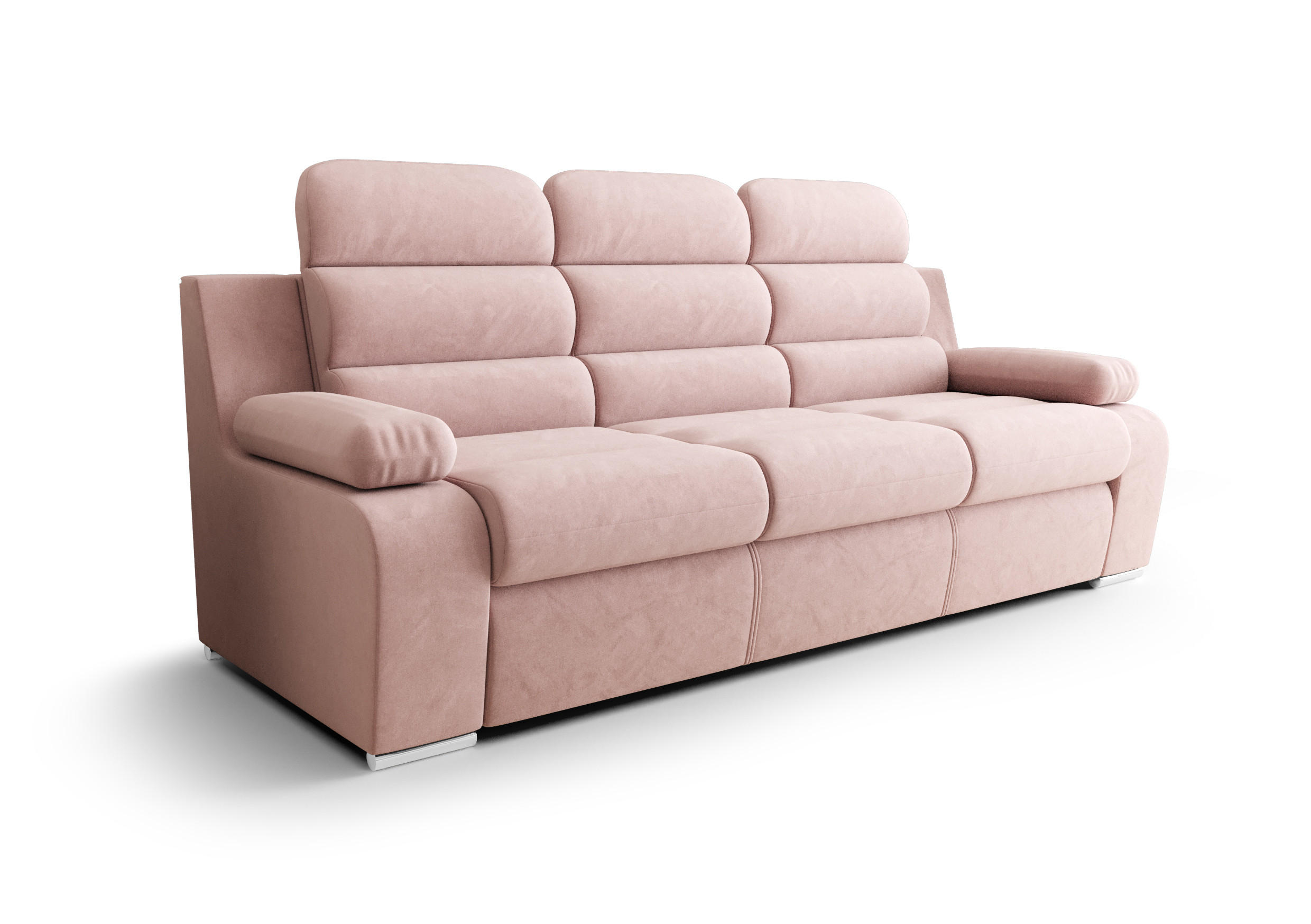 SCHLAFSOFA AMBER, mit Schlaffunktion und Bettkasten, Farbe: Rosa, Velourstoff - Rosa, Textil (238/103/96cm) - O-Sofa