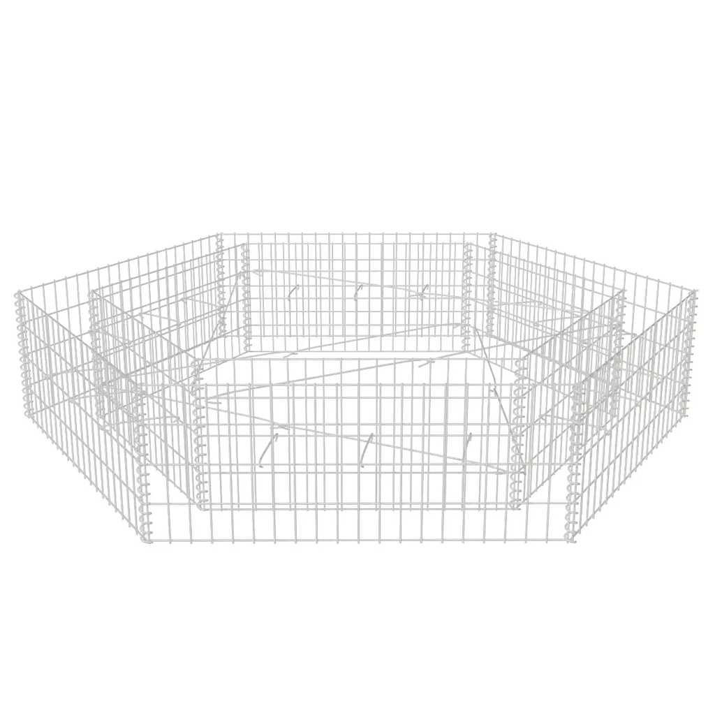 SECHSECKIGES Gabionen-Hochbeet 200x173x40 cm - Silberfarben, Metall (200/40/173cm) - furnicato