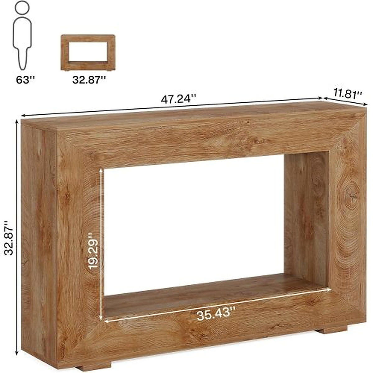 KONSOLENTISCH mit Stauraum 120 x 30 x 83,5 cm Holz Braun - Braun, Holz (120/30/86cm) - Meubliv