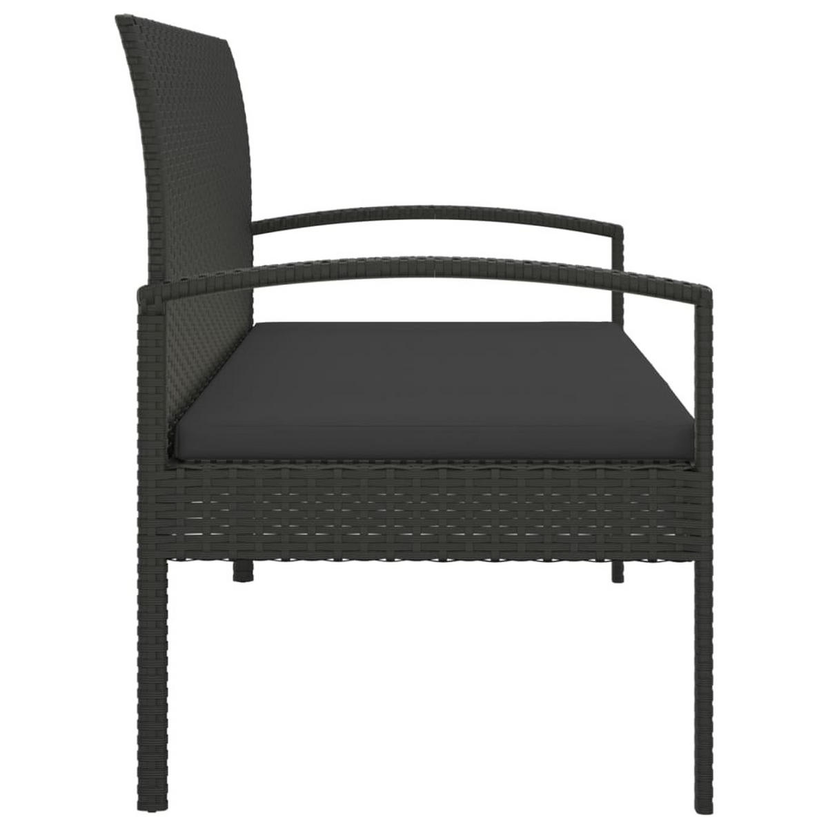 GARTENBANK mit Kissen Schwarz 105 cm Poly Rattan - Schwarz, Kunststoff (58/74/105cm) - furnicato