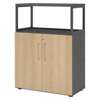 AKTENSCHRANK mittel abschließbar mit Regal 41,7/80/110 cm in Graphitfarben/Eichefarben - Eichefarben/Graphitfarben, Holzwerkstoff (80/110/41.7cm) - bümö