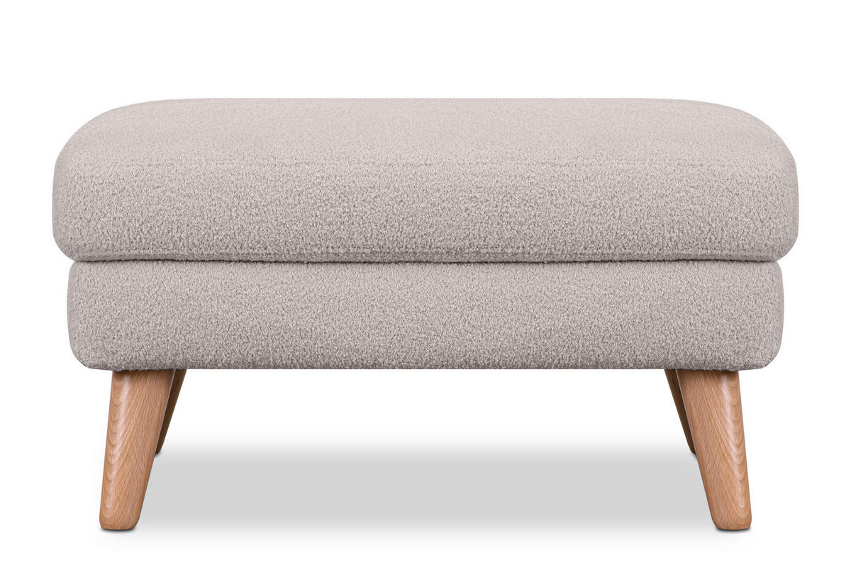 SITZHOCKER TAGIO Pouffe, hellgrau - Hellgrau/Braun, Buchenholz/Textil (65/46/80cm) - KONSIMO®