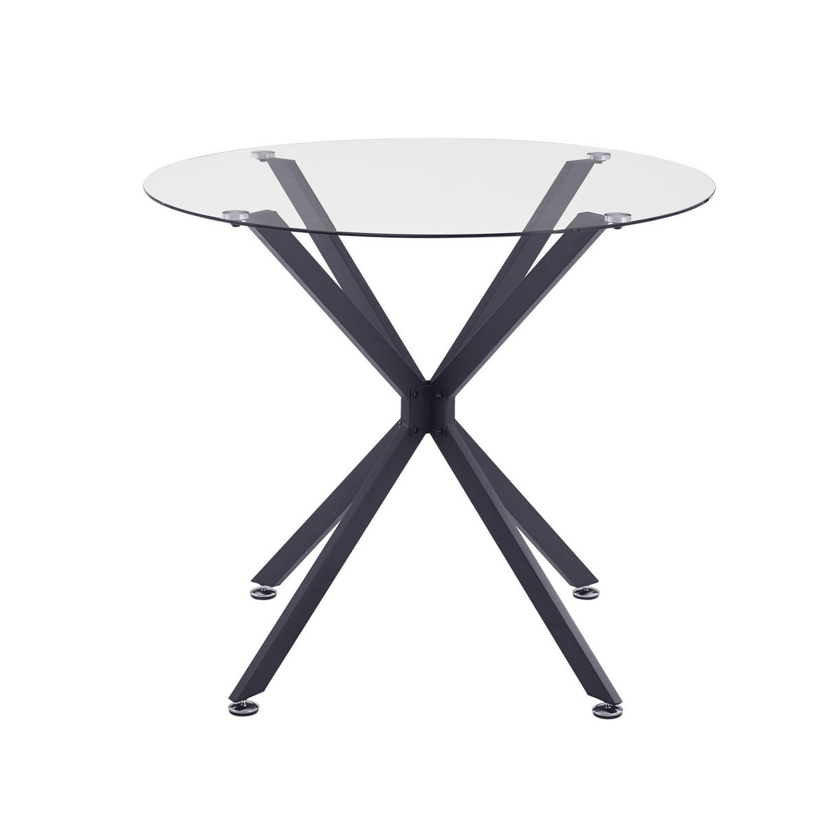 ESSTISCH 90/90/78 cm aus Glas und Metall, platzsparend und pflegeleicht, Schwarz - Schwarz, Glas (90/90/78cm) - Redom