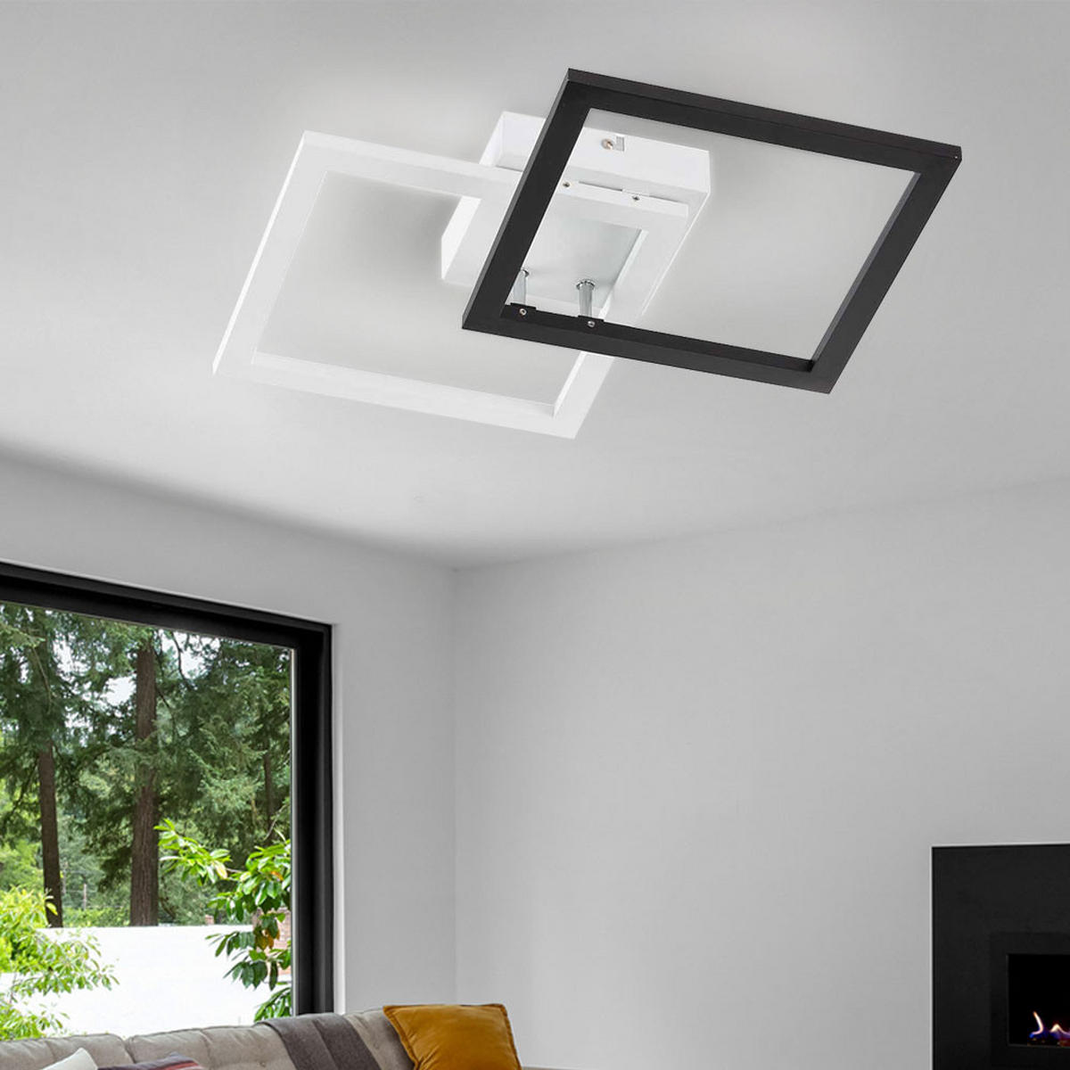 LED DECKENLEUCHTE Schwarz Weiß Quadrat - Weiß, Kunststoff/Metall (48/31/7cm) - Wofi