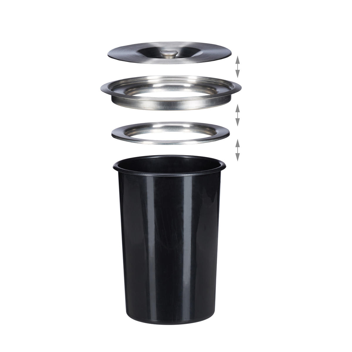 EINBAUMÜLLEIMER Arbeitsplatte - Schwarz, Kunststoff/Metall (26.5/29.5/26.5cm) - Relaxdays