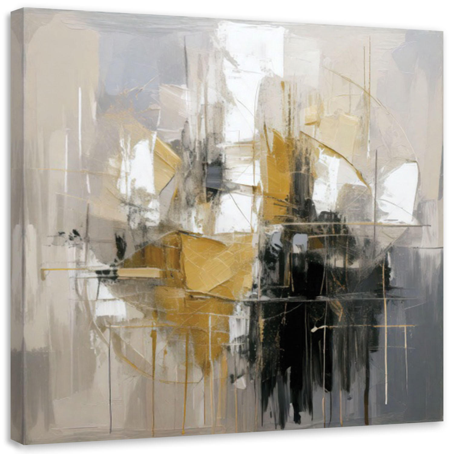 LEINWANDBILD Abstraktion Komposition Gold Modern 60x60cm - Beige, Textil (60/60cm) - Feeby