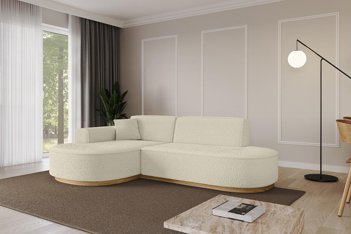 ECKSOFA Ottomane Links MARI-L1-v2 - 243x171x83 cm Beige Bouclé - Beige, Holzwerkstoff/Textil (243/171cm) - ALTDECOR