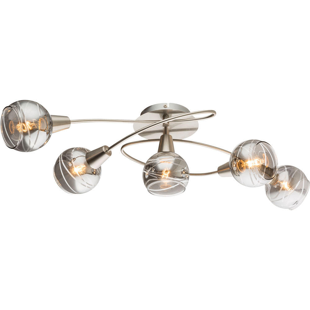 LED DECKENLEUCHTE ROMAN Metall Silber - Silberfarben, Glas (62.5/37/21cm) - Globo Lighting