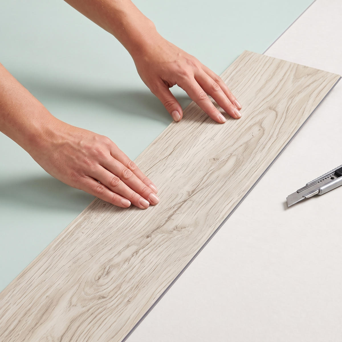 VINYLBODEN Eiche gewaschen 36er-Set selbstklebend - Creme, Kunststoff (91.4/15.2/0.2cm) - Relaxdays