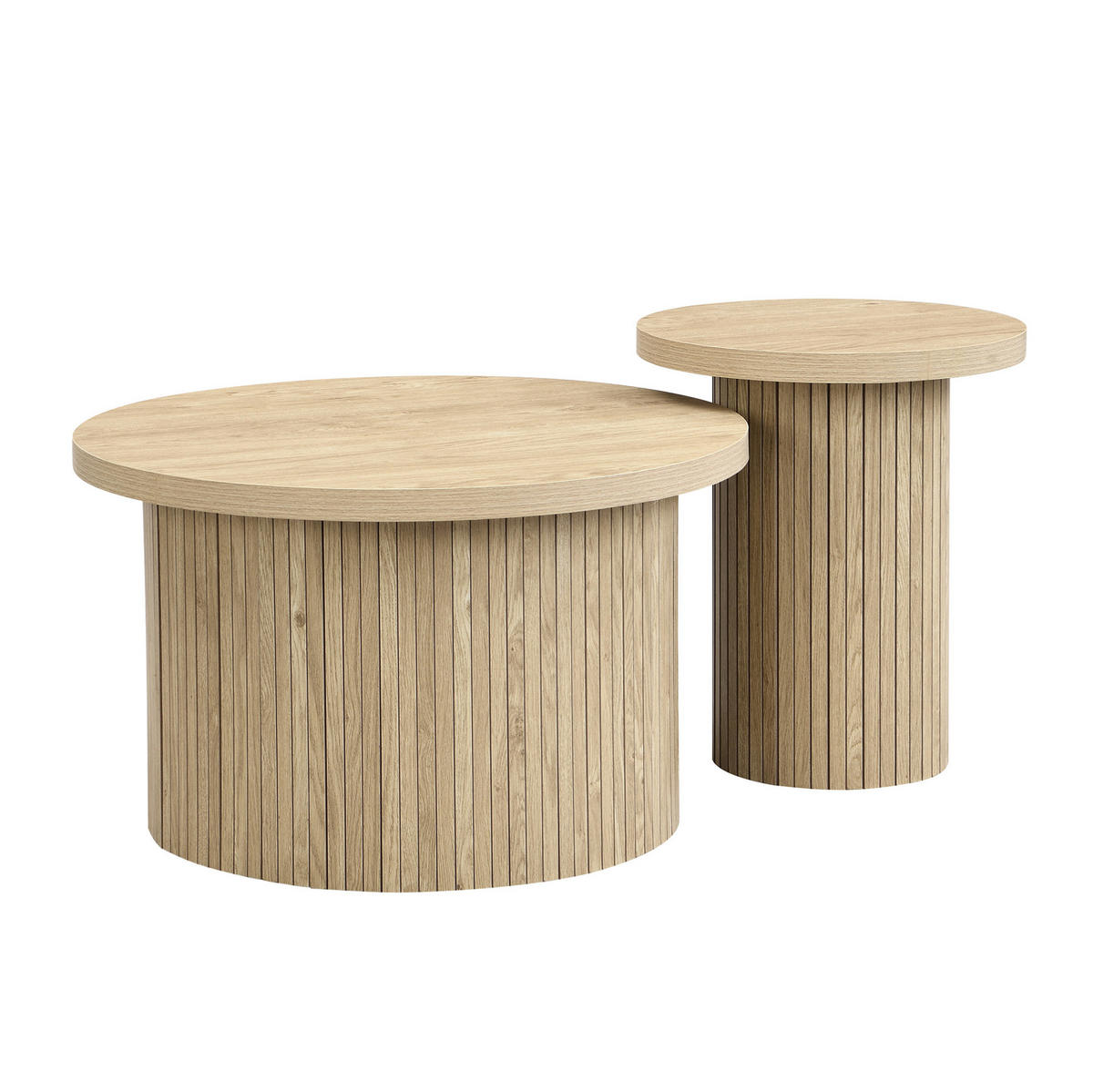 SADA konferenčních stolků 66/66/40 cm přírodní z MDF zasouvací - přírodní, kompozitní dřevo (66/66/40cm) - OKWISH