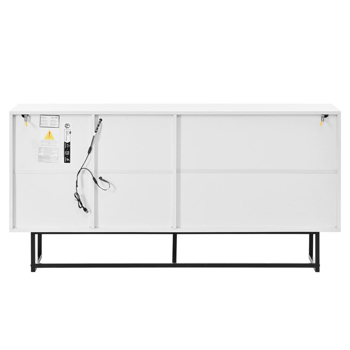 SIDEBOARD 160/36/78 cm mit LED-Beleuchtung, Glastüren & 3 Schubladen in Weiß - Weiß, Holzwerkstoff (160/78/36cm) - BEAOK