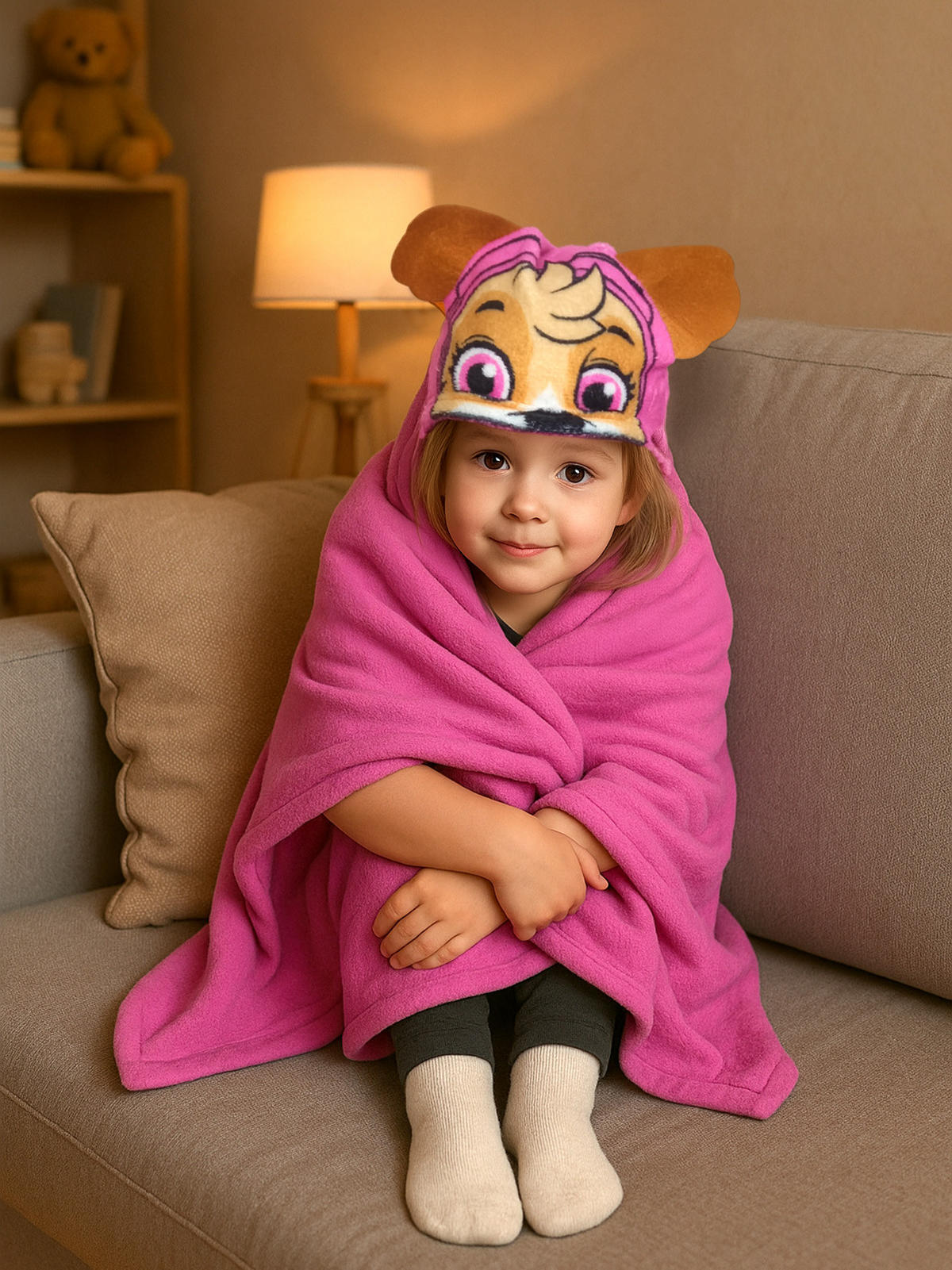 KUSCHELDECKE Paw Patrol Skye Kuscheldecke mit Kapuze Pink 100 x 130 cm - Pink, Textil (100/130cm) - Paw Patrol